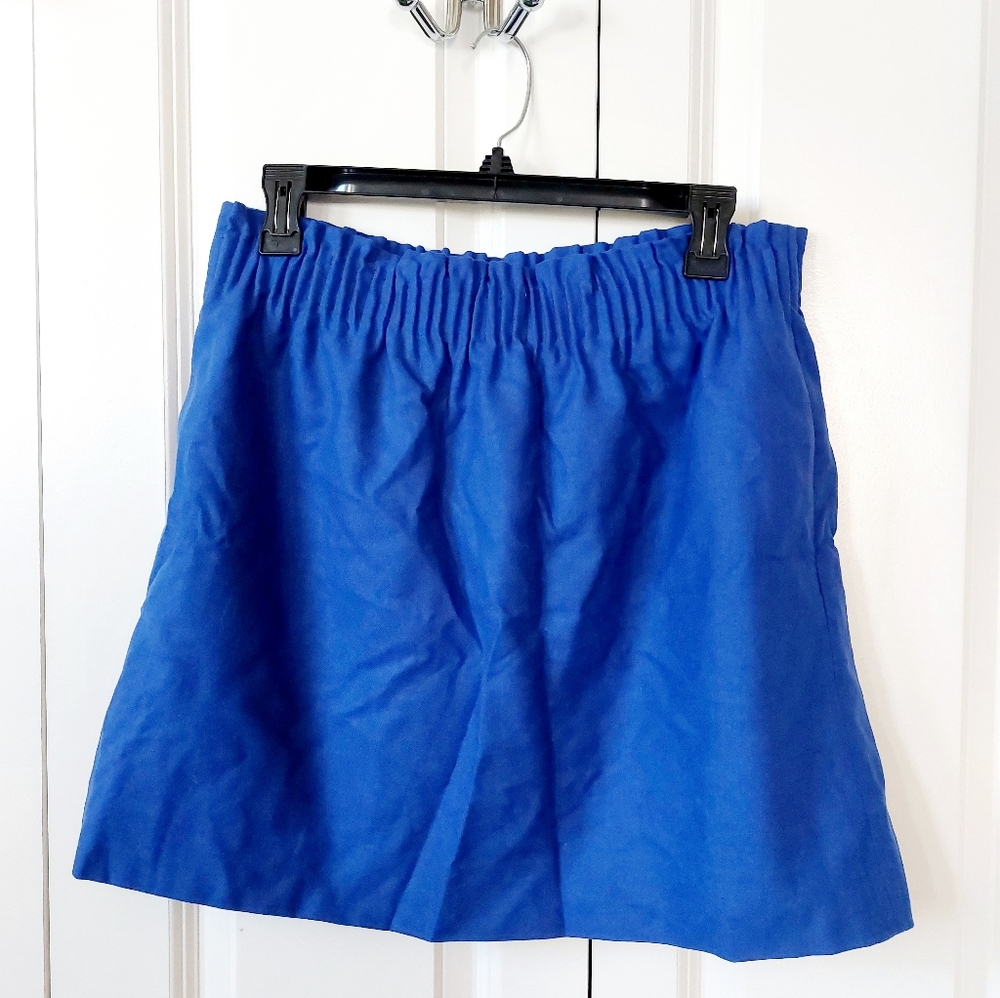 Blue Wool‎ Skirt Paperbag Waist Pockets size 10 J.Crew